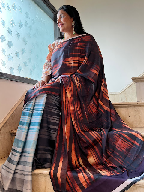 Mushroo silk digital print saree