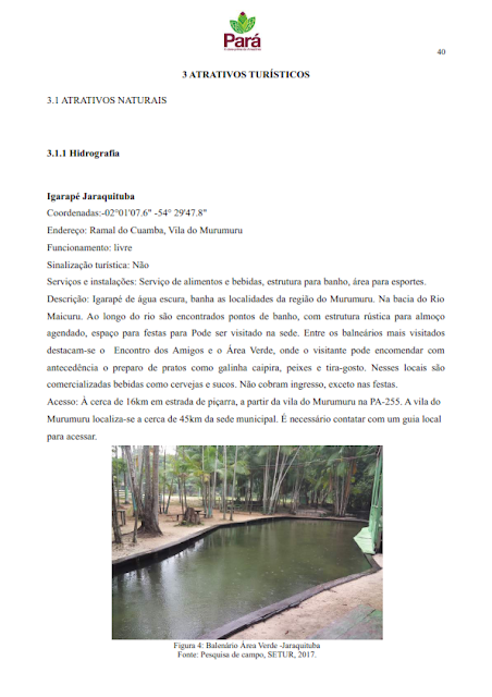 INVENTÁRIO DA OFERTA TURÍSTICA DO MUNICÍPIO DE MONTE ALEGRE – 2017 - Pará - Brasil