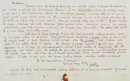 Manuscrito de Edgar Allan Poe