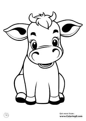 Cute baby cow coloring page