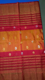 Unique Uppada orange with red lines silk saree