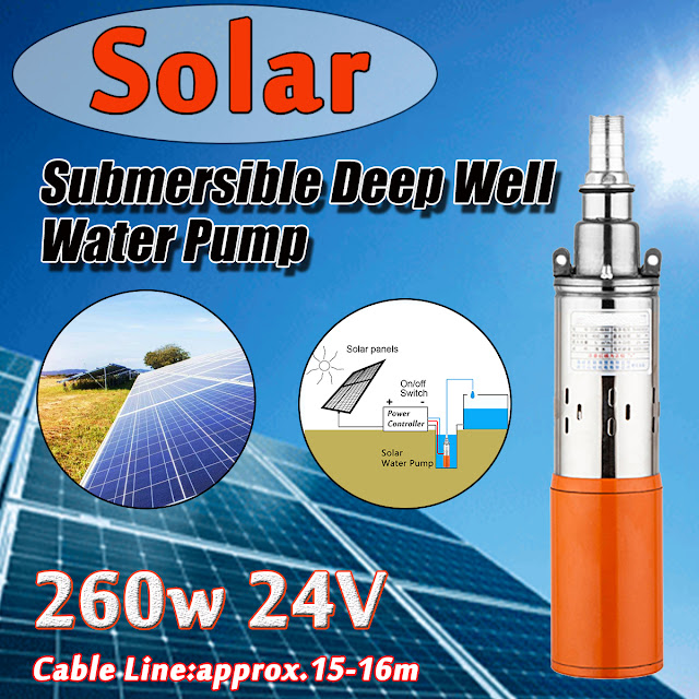 260W 24V Solar Powered Water Pump Deep Well Pump Submersible Pump Stainless Steel Solar Water Pump