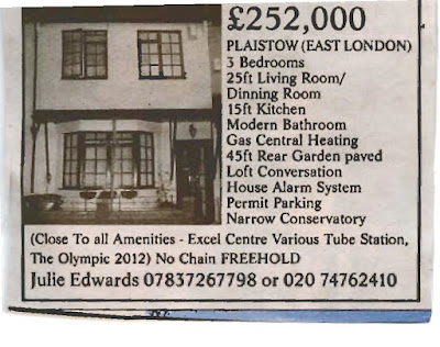 Newspaper advert for a property with a dinning room and loft conversation
