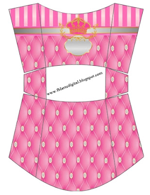 Golden Crown in Pink and Diamonds Free Printable Fries Box. 