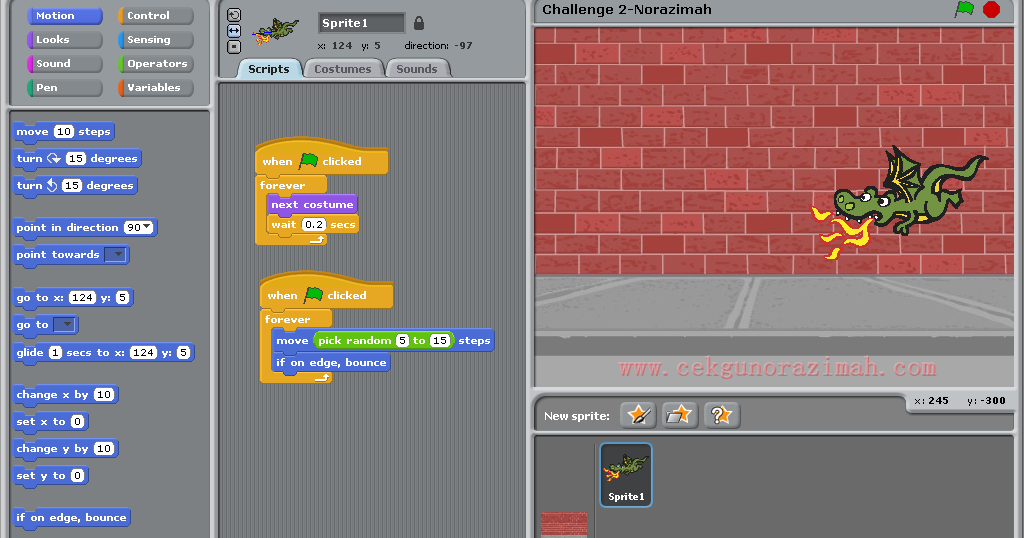 Jom belajar Scratch: Gerakkan Sprite ~ CikguNorazimah
