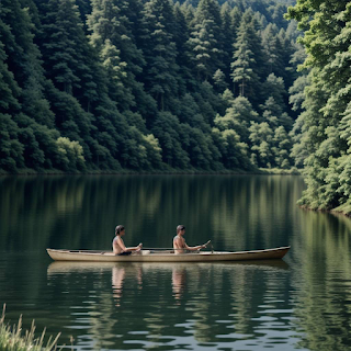 rowing and sailing in a lake