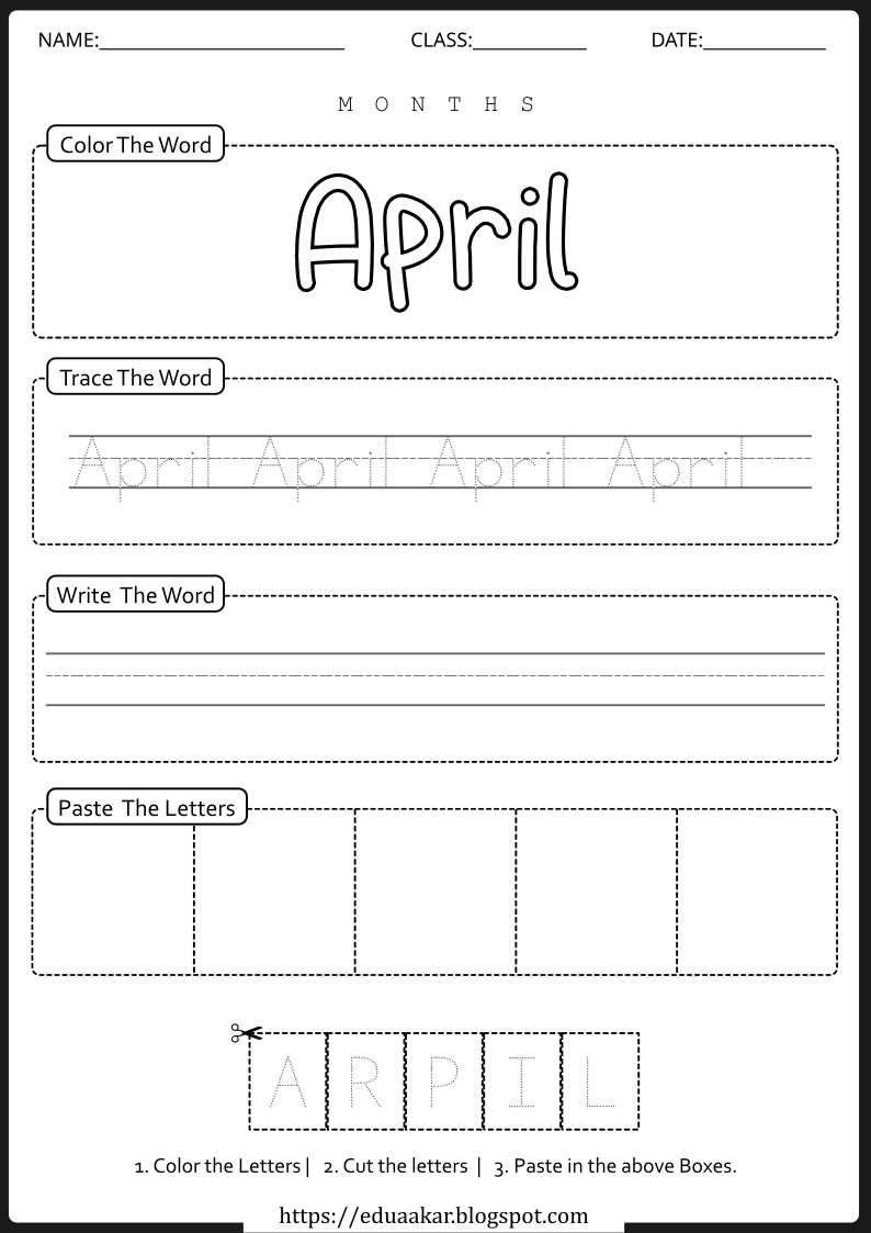 Month Worksheet - April