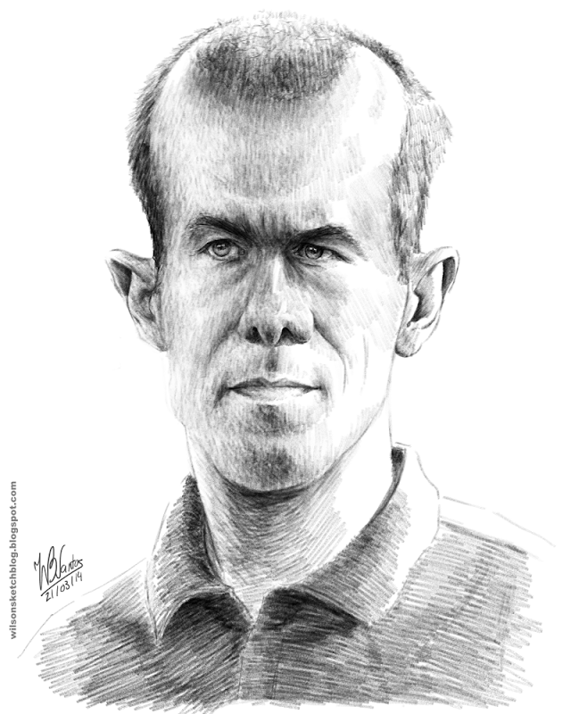 Caricature of Leonardo Jardim, using Krita.