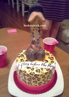 A ping toppings cake with his log in hand of her