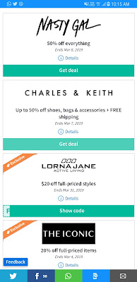 Discount Charles & Keith, Nasty Gal Upto 50%