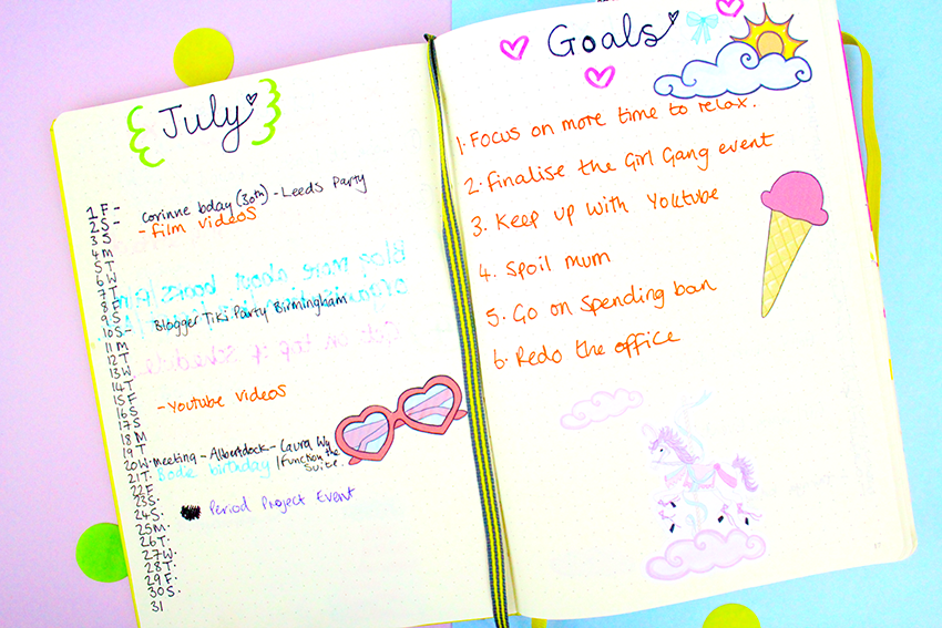 bullet journal monthly plan