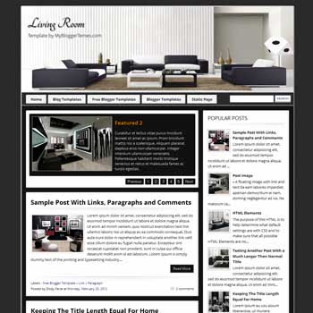 Living Room blogger template. magazine style blogger template. download interior and decoration blog