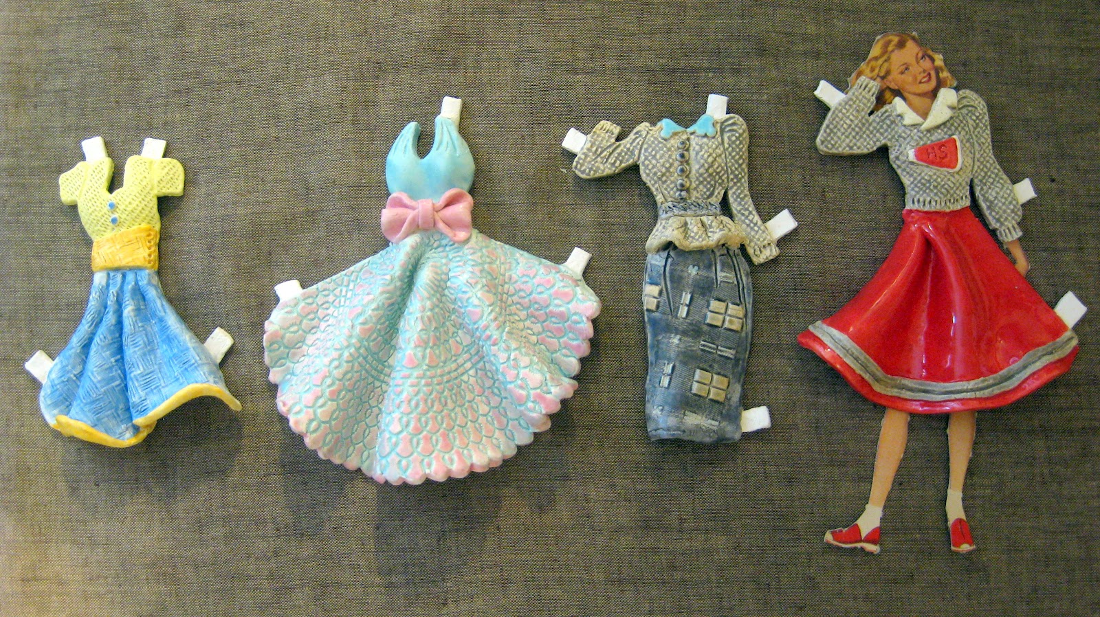 Cassie Stephens: DIY: Ceramic Paper Doll Dresses