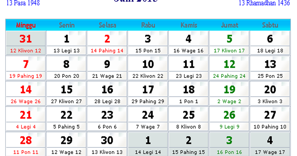  Kalender  Indonesia Juni 2021 Kalender  Indonesia 2021