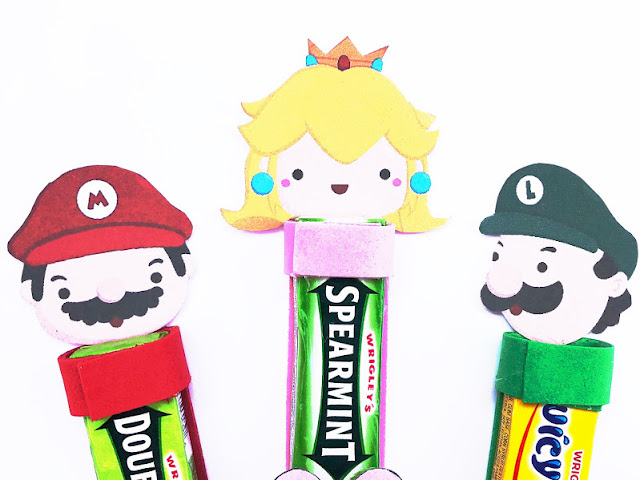 Use this printable to make some unique and fun party favors for your Super Mario birthday party. These gum party favors are unique and feature your favorite characters from the Mario video games. The gum heads include Mario, Luigi, Princess Peach, Yoshi, Goomba, and Koopa Troop