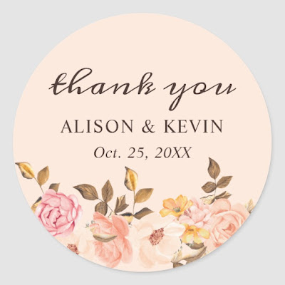  Elegant Victoria Blush Gold Floral Thank You Classic Round Sticker