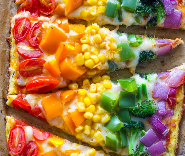 RAINBOW CAULIFLOWER CRUST PIZZA #vegetarian #healthy 