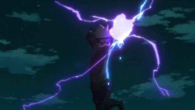 Kakashi using Purple Lightning jutsu