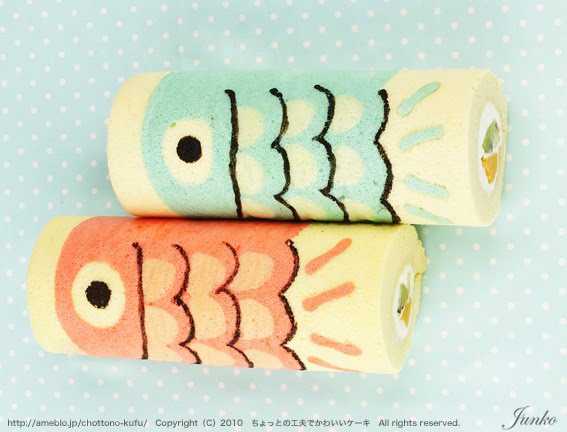 Want to make some of your own cute koi fish jelly roll cakes