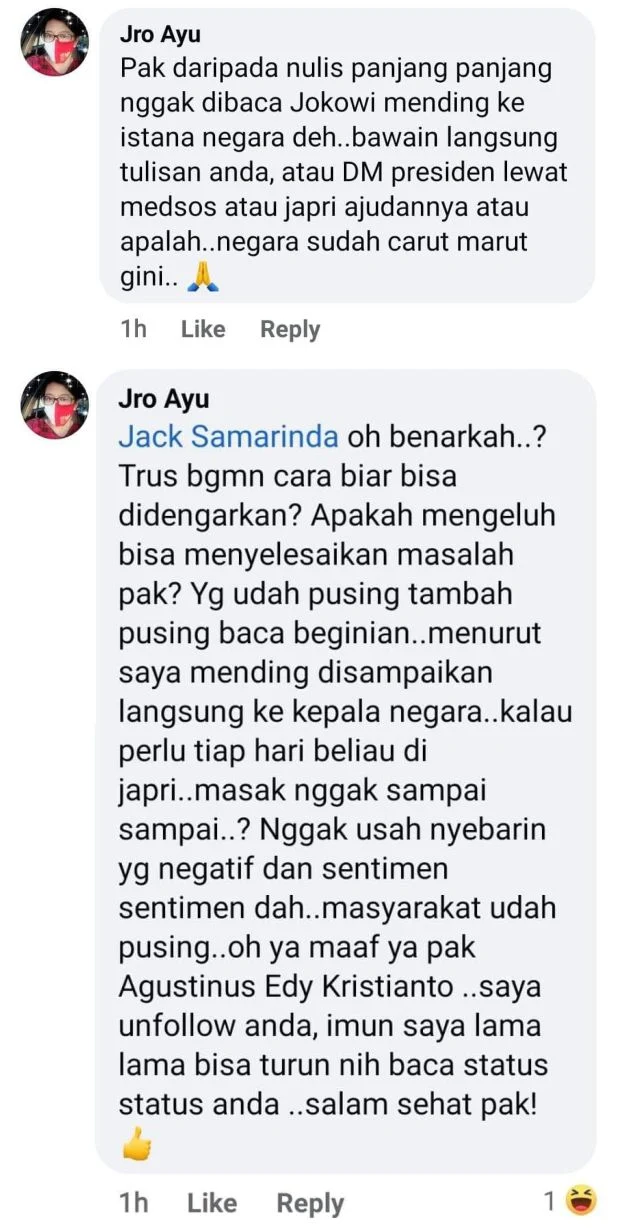  Saya tautkan salah satu komentar menarik terhadap status saya  HAHAHA... Saya Bukan Buzzer Seperti Abu Janda