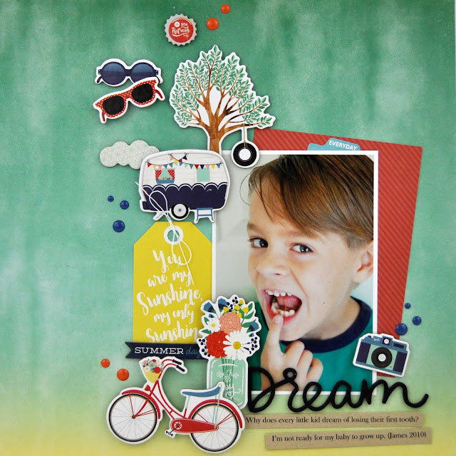 Scrapbooking Process Video #67: How to Fill a Page with Chipboard Stickers. "Dream" layout by Jen Gallacher for www.jengallacher.com #jengallacher #scrapbooker