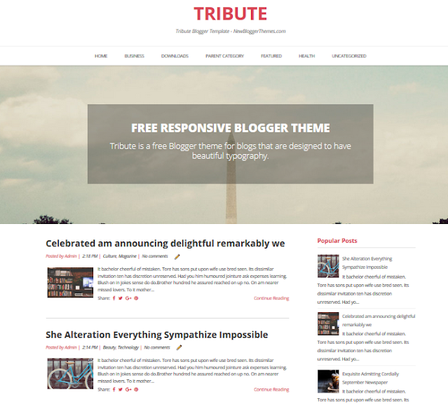 Tribute Responsive Blogger Template