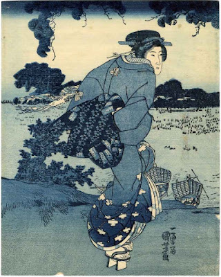 Ukiyo-e. Aizuri-e. Träsnitt. Kuniyoshi.