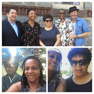 Underground Creators (Left) Joe Pokaski, Misha Green,  (Center) Harriet Tubman Descendant Tina Wyatt (Right) "Minty" Harriett Tubman Actress  Aisha Hinds and Mr. Bill PJ Marshall