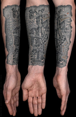 machine arm tattoo, free design
