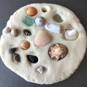 Salt dough with shells pressed in