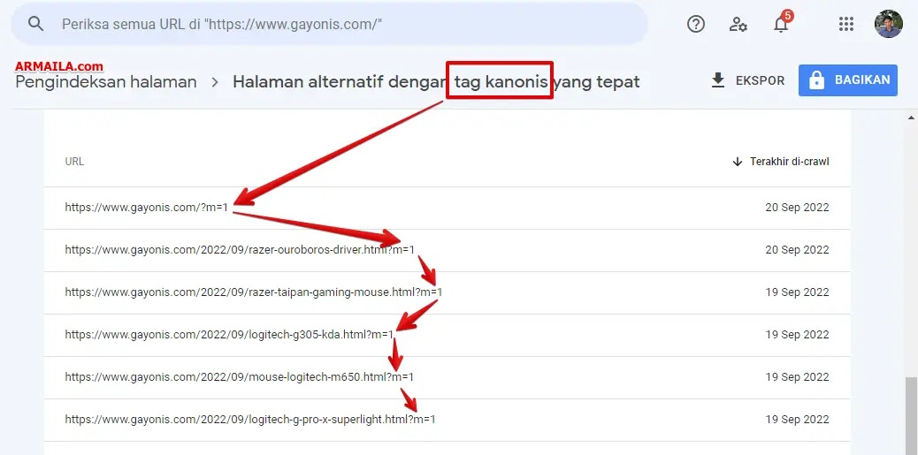 Halaman alternatif dengan tag kanonis yang tepat