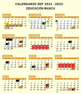 ESTE ES EL CALENDARIO DE LA SEP PARA ESTE CICLO ESCOLAR 2021-2022