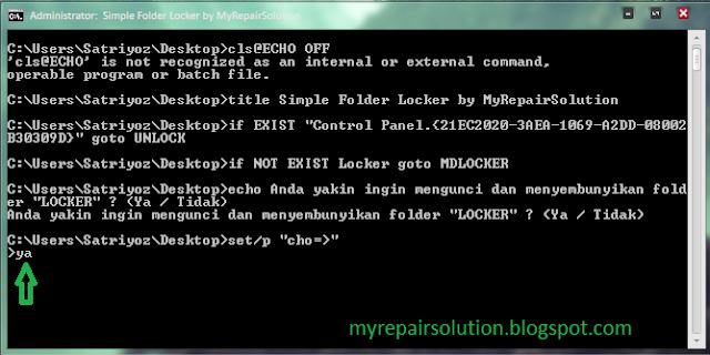 tampilan ketika lock folder