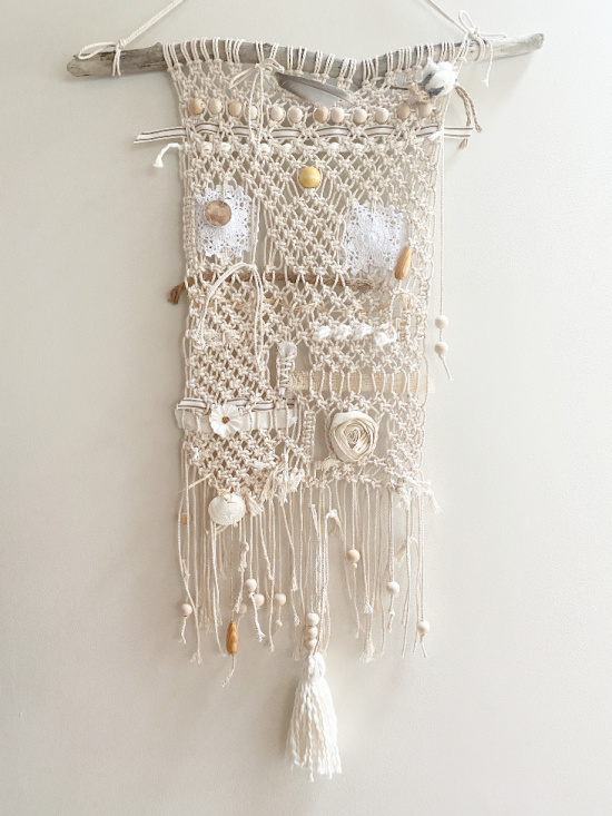 macrame wall hanging with tassel