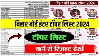 Bihar Board Inter Topers List 2024