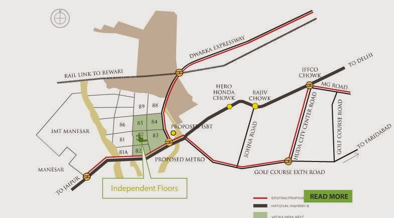 Vatika Independent Floors Location Plan