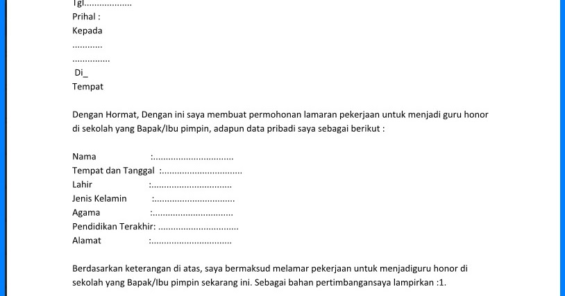 Contoh Surat Lamaran Guru  Wiki Edukasi Share