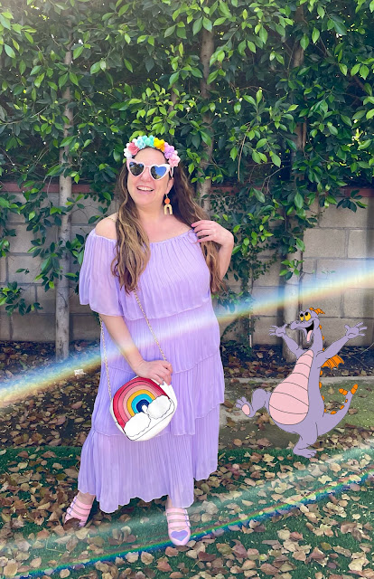 Jamie Allison Sanders is bounding as Figment from Epcot for the March 2022 #DIsneyBoundChallenge.