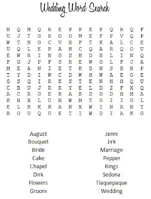 For the young kids ages 10 and below we made a Weddingrelated word search