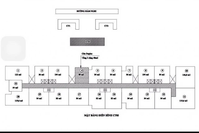 Mặt bằng CT3 Vinhomes Mỹ Đình
