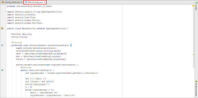 Konversi Bilangan Desimal Ke Hexadesimal Pada Android Studio