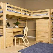 Wooden Bunk Slide Kids Beds with Desk and Drawers in Pakistan