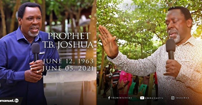 "I feel their pain and I feel their worry, therefore, let us delicate this day to fasting and prayer. Don't forget the needy" — Late Prophet T.B Joshua's last live message.