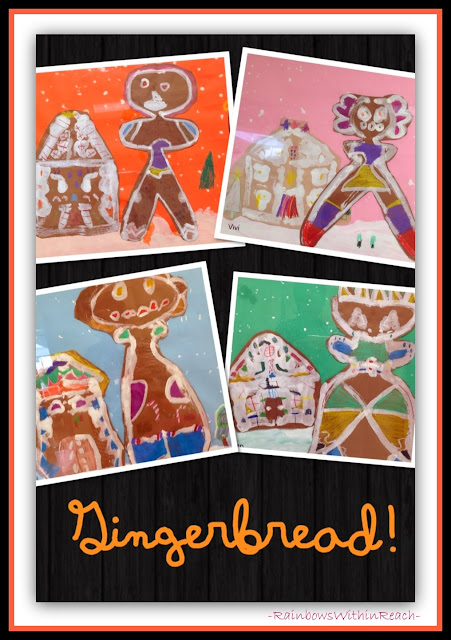 Gingerbread Paintings: Gingerbread Man with Gingerbread House via RainbowsWithinReach