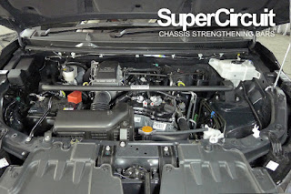 The premium and stylish SUPERCIRCUIT FRONT STRUT BAR installed to the Perodua Aruz engine bay.