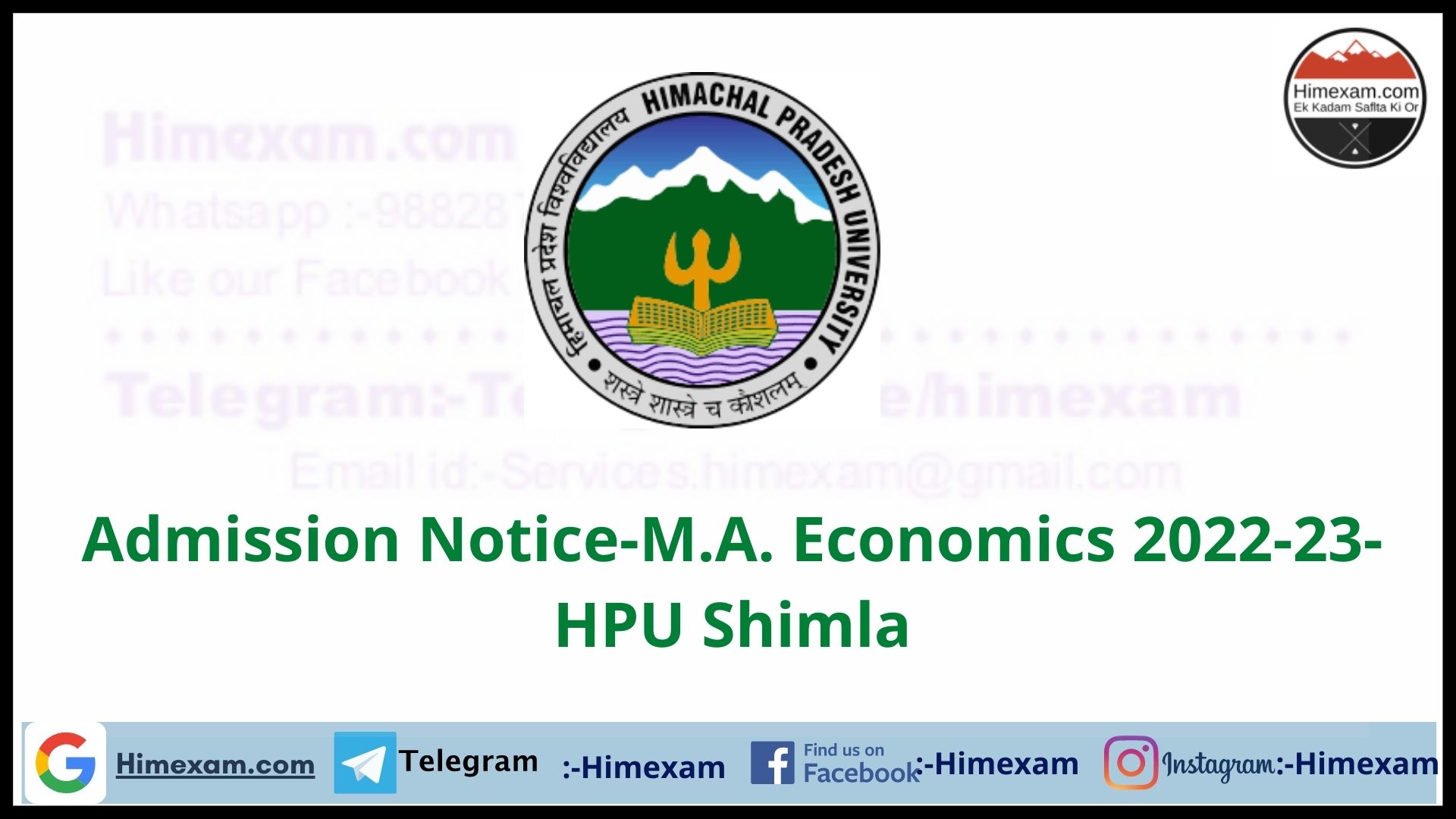 Admission Notice-M.A. Economics 2022-23-HPU Shimla
