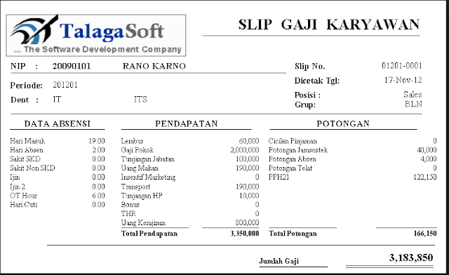 Contoh Slip Gaji Karyawan Swasta dan Pegawai Negeri