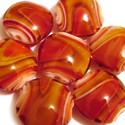 Lampwork Glass Lentil Beads