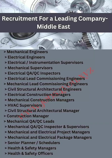 Recruitment For a Leading Company-Middle East