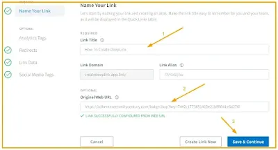 create a new link but still use the main subdomain